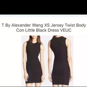 T by Alexander Wang Black Jersey Dress with Blue Accent